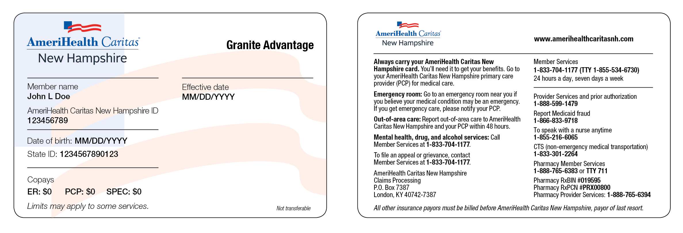 Granite Advantage Member ID Card